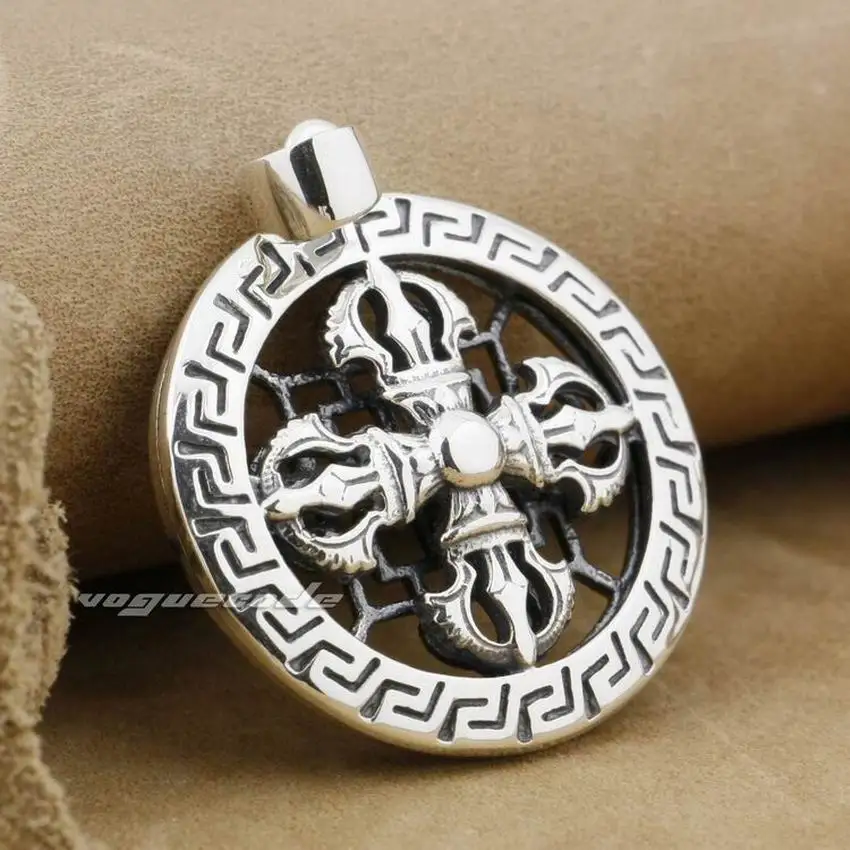 925 пробы Серебряный Тибетский Ваджра Дордже Кулон Мужской байкер рок панк стиль