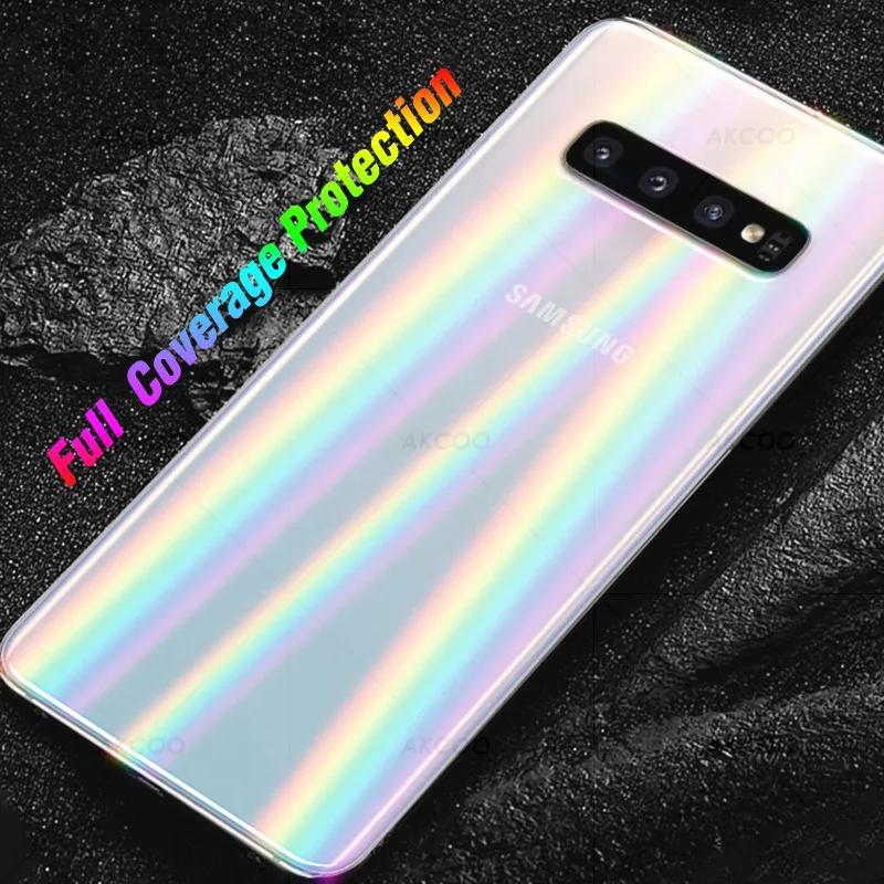 Akcoo 2 pack Aurora gradient back film for Samsung S10 Plus rear rainbow protector S8 9 Plus Note 8 9 10 Plus back prtector film