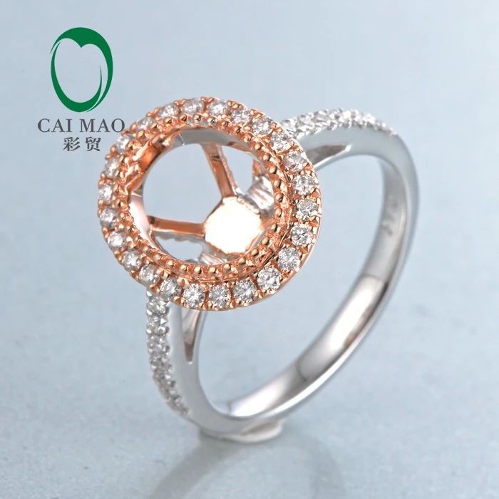 Кольцо 18 карат из розового и белого золота с овальной огранкой 7x9 мм | Украшения