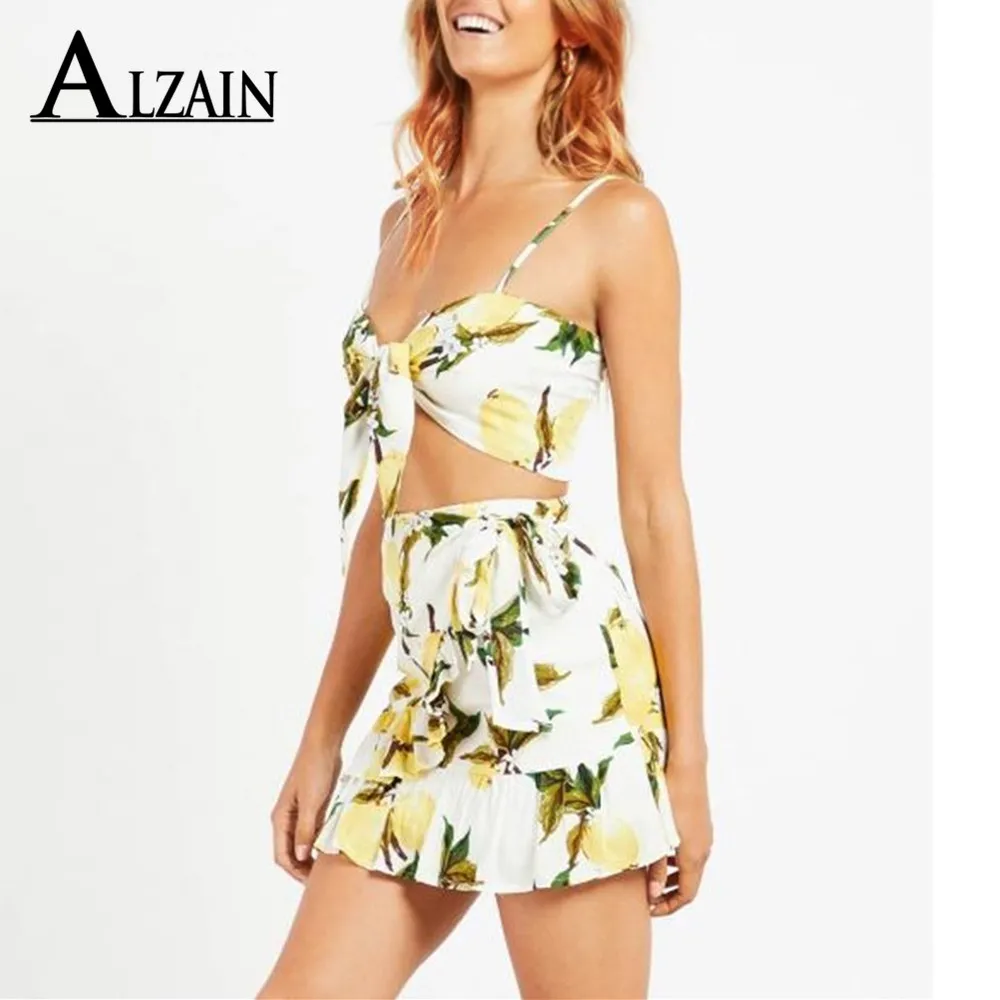 Сексуальный женский комплект из 2 предметов с высокой талией и цветочным принтом