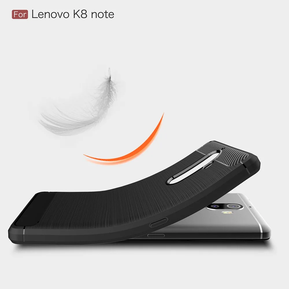 Чехол для телефона Lenovo K8 Note из углеродного волокна Мягкий ТПУ силиконовый
