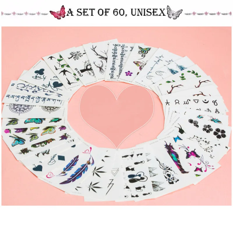 Временная металлическая татуировка 60 шт. золотистого/серебристого