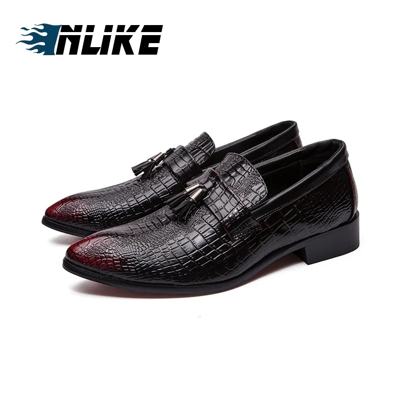 

Men Formal Wedding Shoes Big Size Men Casual Leather Tassel Dress Handmade Loafers Woven Oxfords
