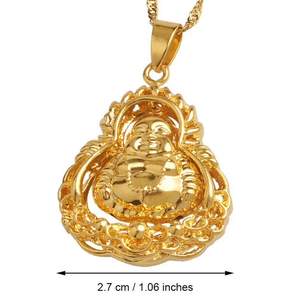Anniyo Chinese Buddhist Amulet Maitreya Metteyya Pendant Necklaces Golg Color God Jewelry #012507 | Украшения и аксессуары