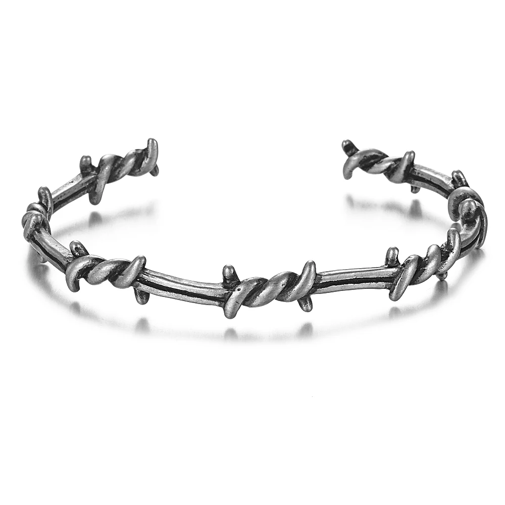 Для мужчин открытый Браслет манжета твист шипы провода Pulsera Титан Сталь