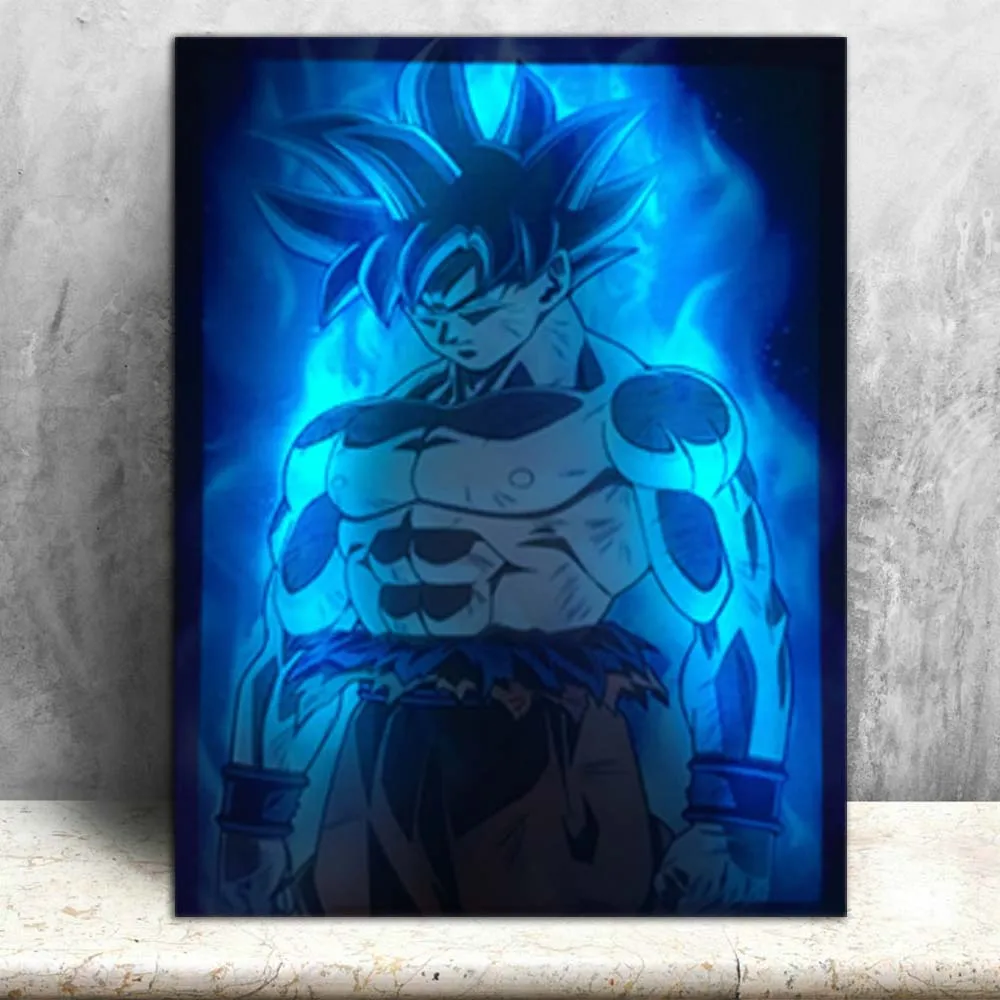 RGB Led холст настенные декоративные с дистанционным управлением Dragon Ball и super Goku картина холст печать освещает живопись плакат Декор