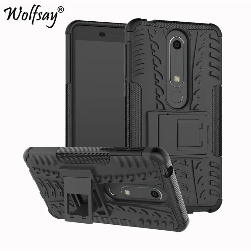 Чехол Wolfsay для Nokia 6 1 2018 чехол из мягкой резины и пластика Kickstand Fundas TA 1043|Бамперы| |