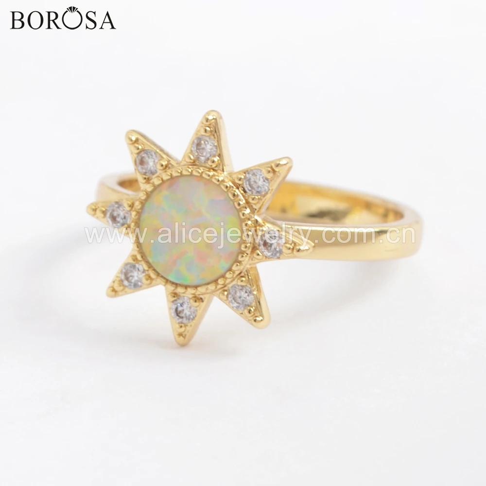 BOROSA 5 шт. новый золотой Безель кристалл CZ микро паве Круглый Синий Белый ручной