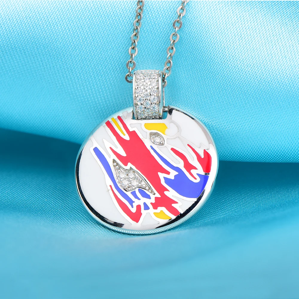 Windjune Винтаж эмалью серебряная подвеска для Для женщин Цепочки и ожерелья цепь