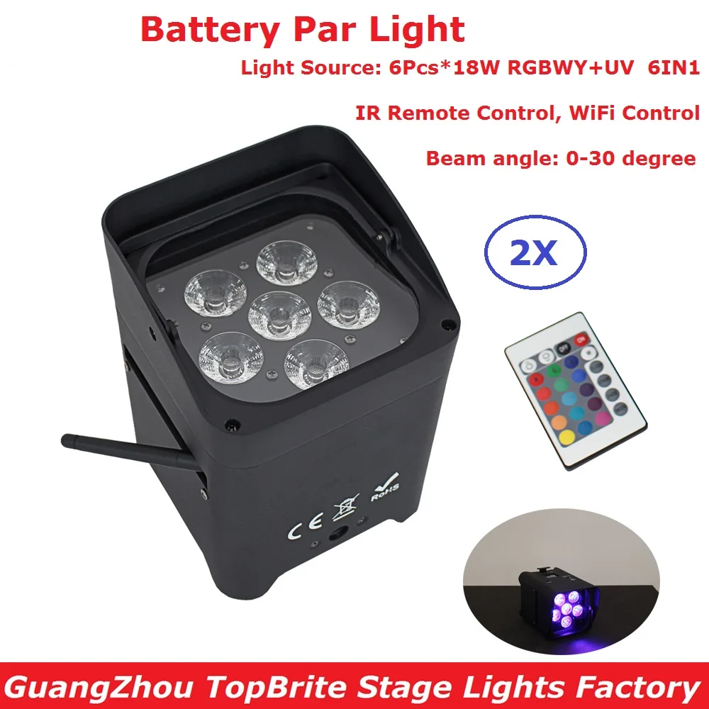 2 шт. светодиодные лампы 120 Вт RGBWY + UV 6 в 1|wireless par|led uplightsbattery led uplight |
