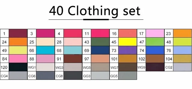 40 clothing set TOUCHNEW 30/40/60/80 Цвета маркер для рисования на спиртовой основе Маркеры Набор ручек для рисования манга двойной головой художественный эскиз маркер ручки для дизайна - Цвет: 40 clothing set