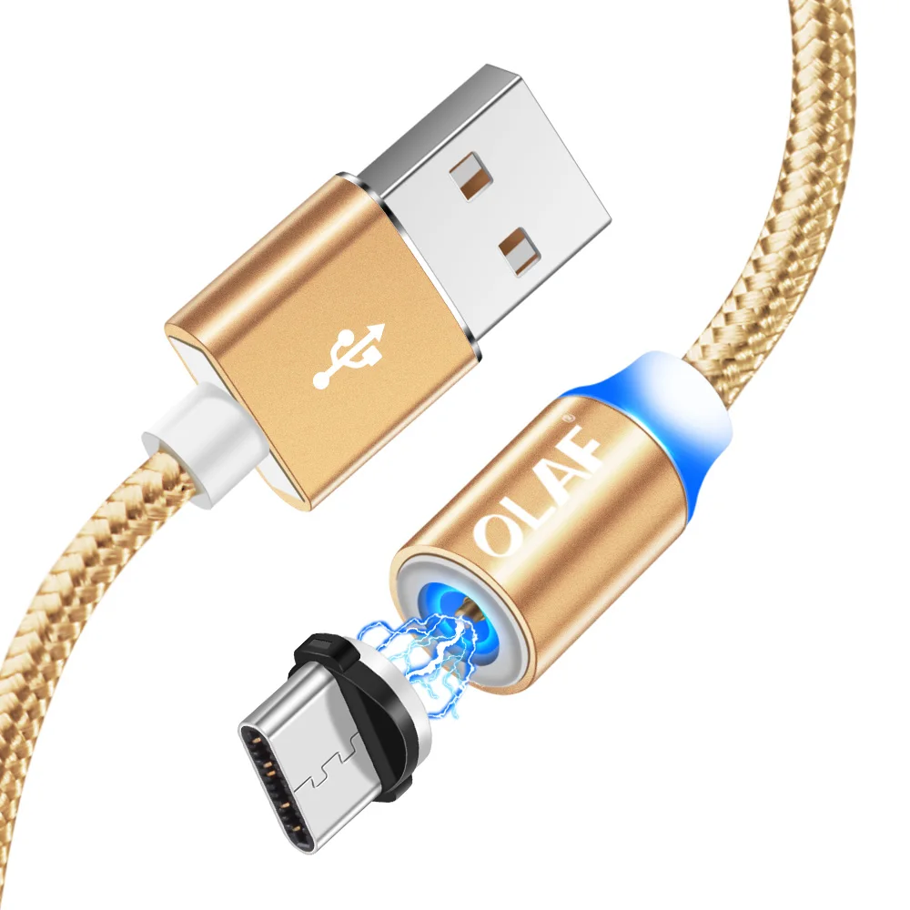 Магнитный кабель OLAF Micro usb type C адаптер быстрой зарядки Micro USB type-C магнитное зарядное устройство usb C для iphone huawei samsung xiaomi - Цвет: Gold