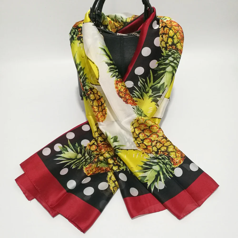 Шелковый шарф с Омбре однотонные шарфы Pineapple Foulard Hijab роскошный брендовый Bufandas на