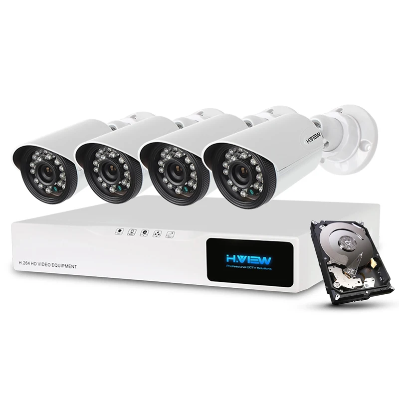 H. View 720P камера видеонаблюдения системы безопасности 1 ТБ HDD CCTV камера система видеонаблюдения 8CH DVR 4 720P камера безопасности легкий доступ к смартфону