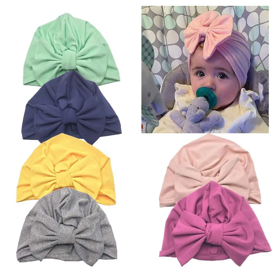 0-18Months Cute Baby Hats Cotton Soft Turban Knot Girl Summer Hat style Kids Newborn Cap for baby girls | Детская одежда и обувь