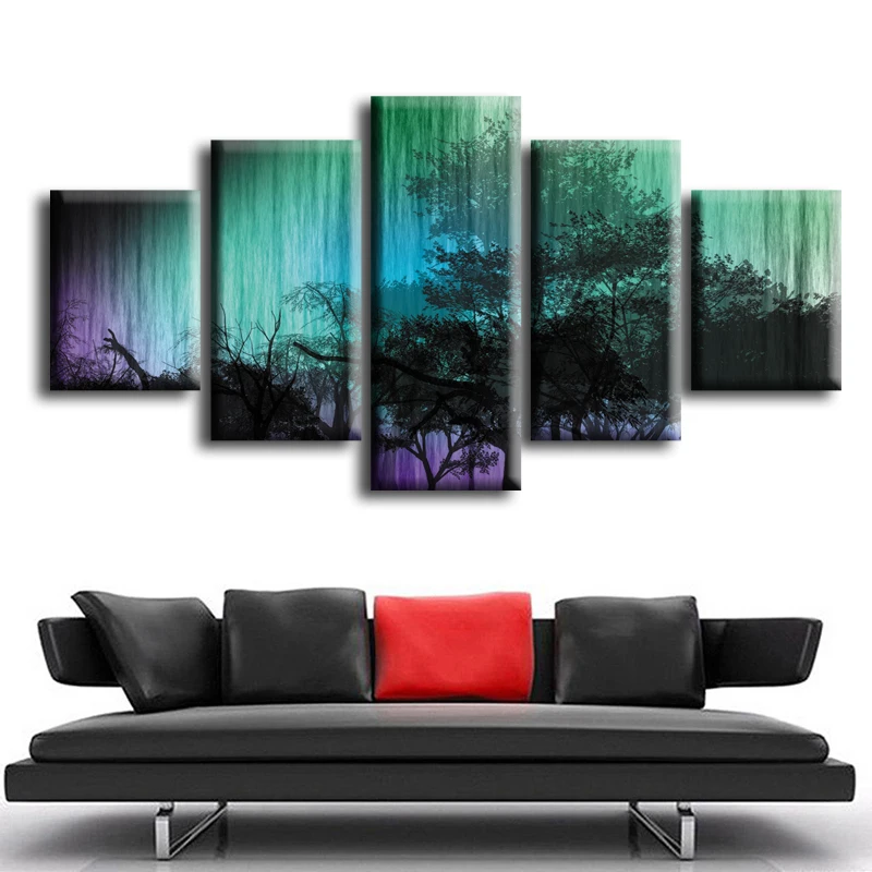 5 шт. в рамке картина цветное дерево холст Художественная печать маслом настенные