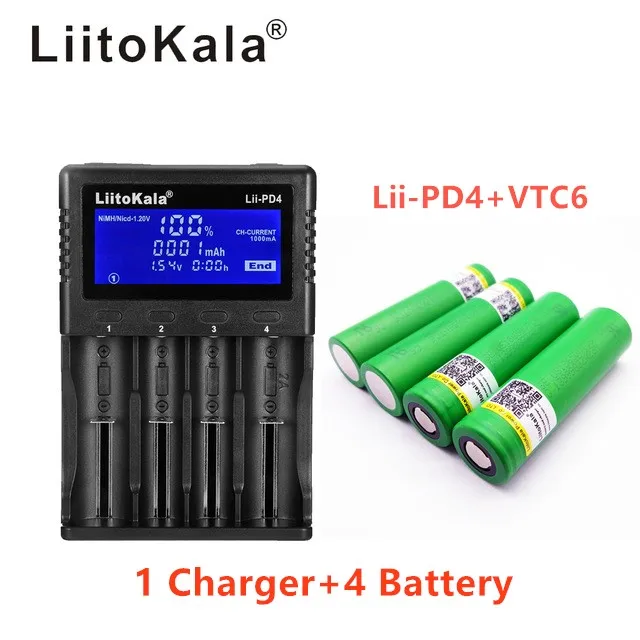 Зарядное устройство LiitoKala с ЖК дисплеем 3 7 в 18650 21700 + шт 3000 VTC6 4 30A для сигарет