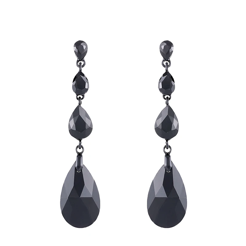 FLOLA Luxury Fashion Statement Water Drop Earring For Women Long Pendant Dangle Champagne Crystal Jewelry Brincos ersm55 | Украшения и