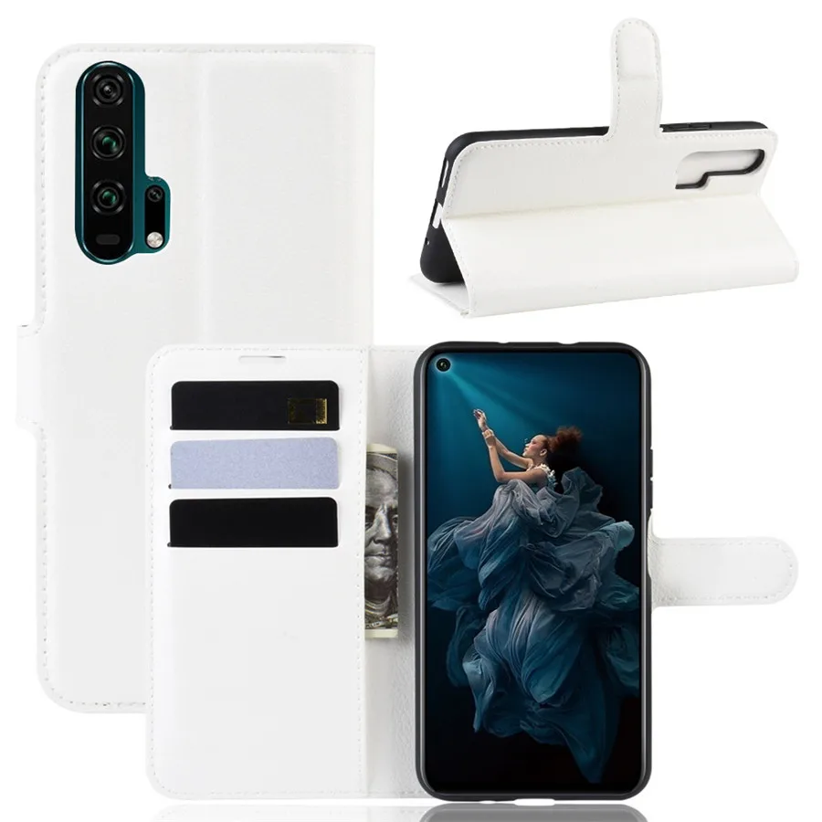 Белый Для huawei Honor 20 чехол Honor 20 Pro чехол кожаный бумажник чехол держатель для карт Телефон Coque черный Чехол-книжка для huawei Honor20 Pro - Цвет: Белый