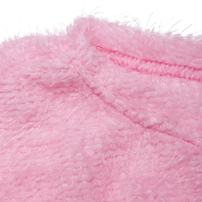 2019 Весна Новая женская зимняя мода Пушистый Плюшевый трикотажная блузка длинный