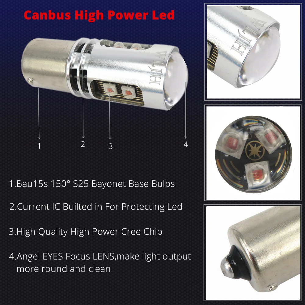 WLJH 2x Canbus светодиодный BAU15S 7507 PY21W 1156PY светильник лампы для BMW E36 E39 E46 E53 E60 E61 E82 E90 E91 E92