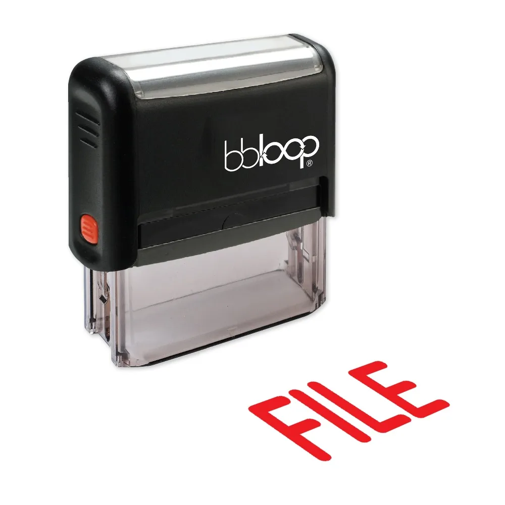 BBloop &quotFILE&quot Bold Self-Inking Stamp Rectangular Laser Engraved RED/BLUE/BLACK | Дом и сад