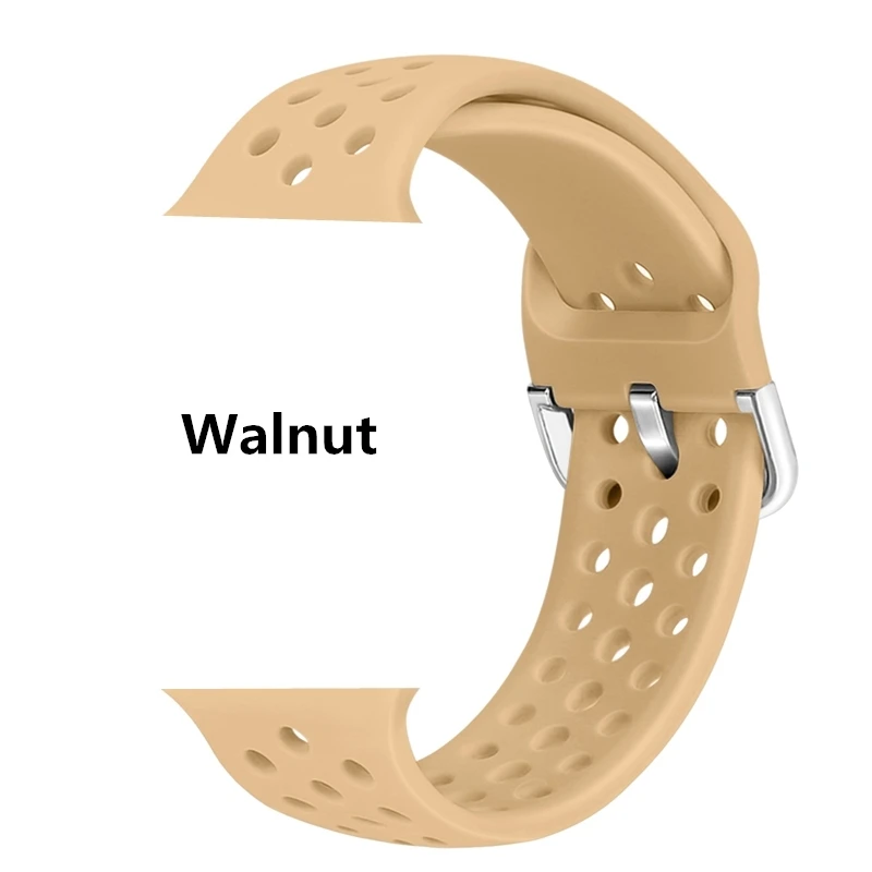 Konaforen дышащий Силикон Спортивный ремешок для Apple Watch Series 4 5 44 мм 40 мм резиновые ремешки для iWatch 3 2 1 42 мм 38 мм - Цвет ремешка: Walnut