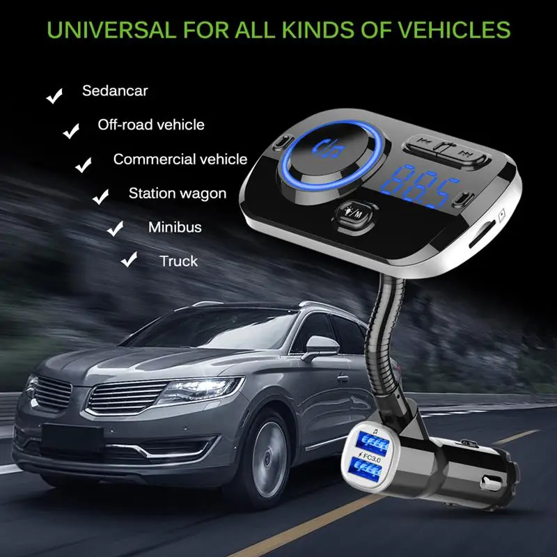 Беспроводной автомобильный fm передатчик двойной USB Bluetooth 5 0 Автомобильный MP3