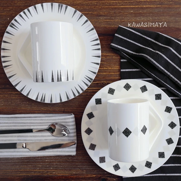 Кавасима дом геометрическая алмаз кости стейк пластины 8 дюймов кекса посуда