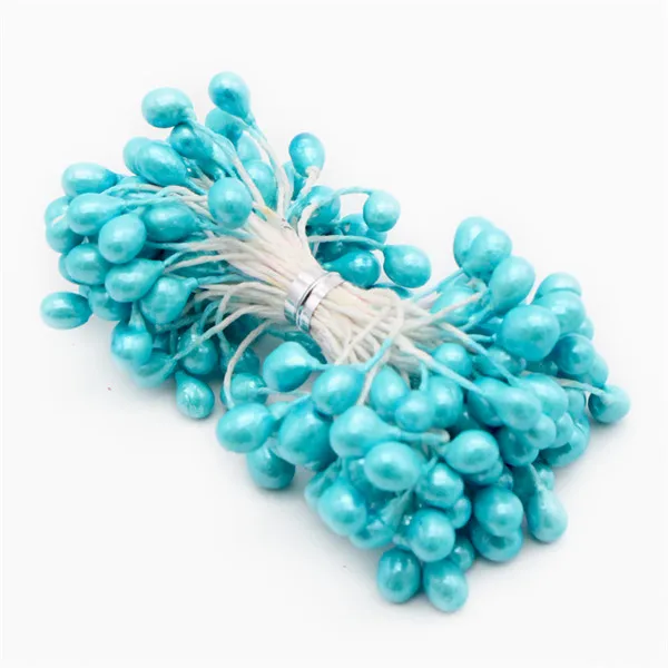 Color 7 light blue 70 шт., 5 мм, разные цвета, Двойные наконечники, жемчужный цветок, тычинки для украшения торта и рукоделия, C1302 - Цвет: Color 7 light blue
