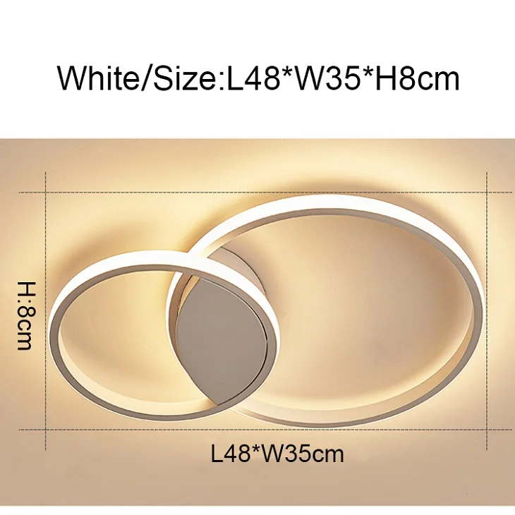 2 Rings White Затемняемые кольца с высокой яркостью, современные светодиодные потолочные лампы для гостиной, спальни, кабинета, потолочная лампа с двойным свечением - Цвет корпуса: 2 Rings White