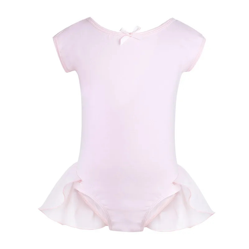 Pink FEESHOW Хлопковые гольфы для маленьких девочек Рубашка с короткими рукавами балетное трико с плиссированное платье, Одежда для танцев балетные гимнастические леотарды, боди, костюм - Цвет: Pink