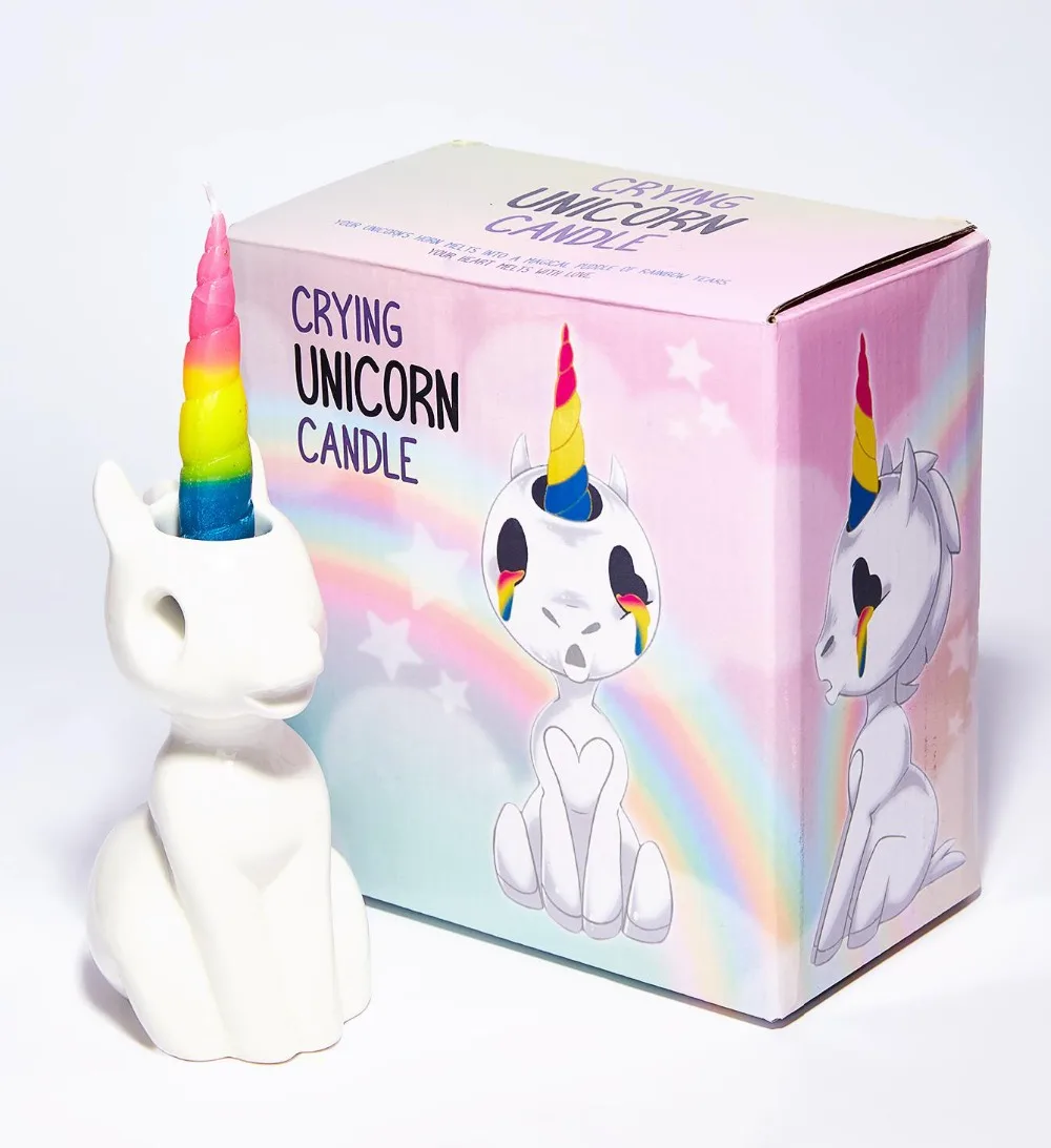 The Crying Unicorn Candle Children Gift Rainbow Holder Tears of Creativity | Дом и сад