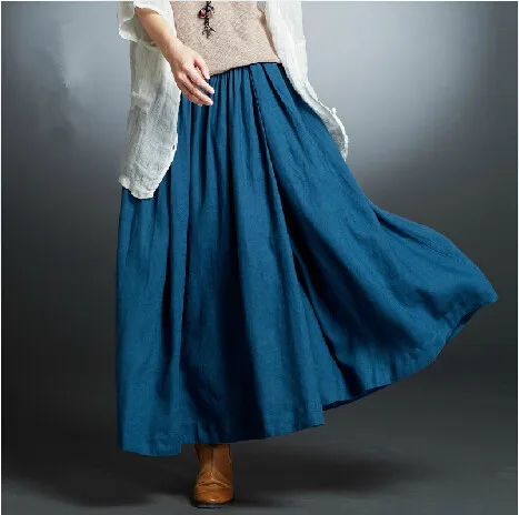 Весна лето 2020 женские повседневные хлопковые юбки длинные льняные Свободные