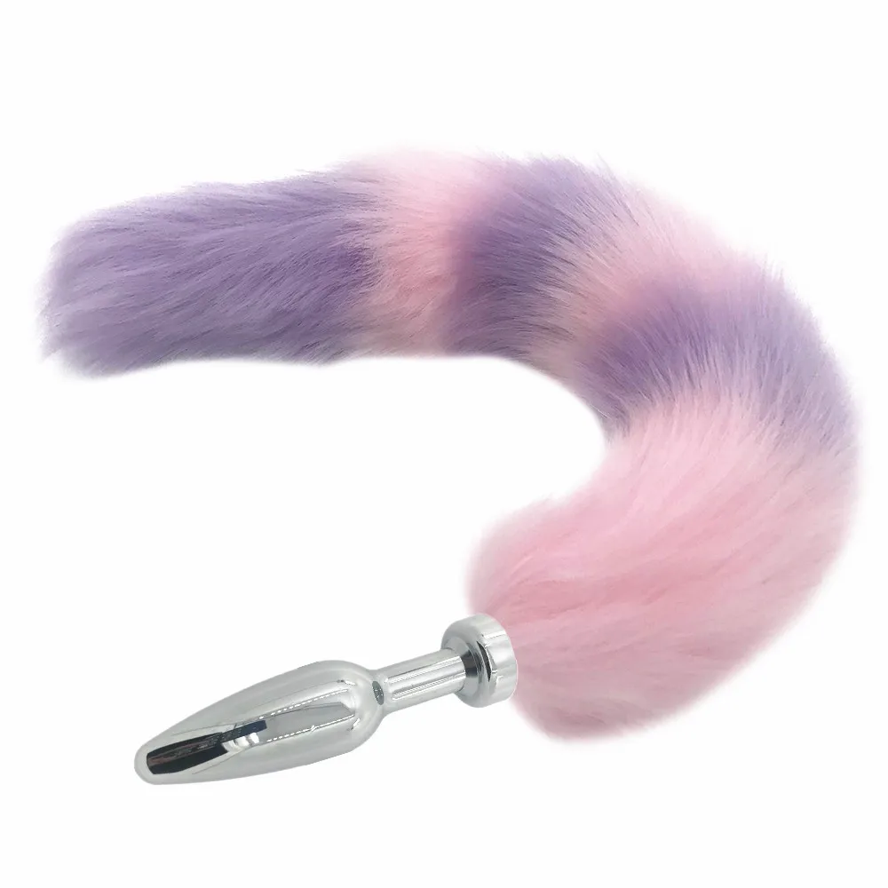 Искусственный Лисий хвост с белым наконечником плюшевый мех металлической