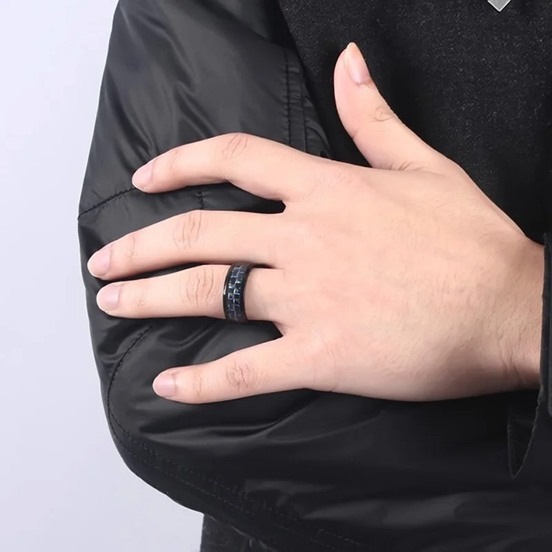 Кольцо с инкрустацией из карбонового волокна для мужчин и женщин 1 шт. простое