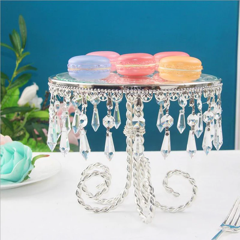 Металлический поднос для торта серебряная тарелка металлическая Хрустальная