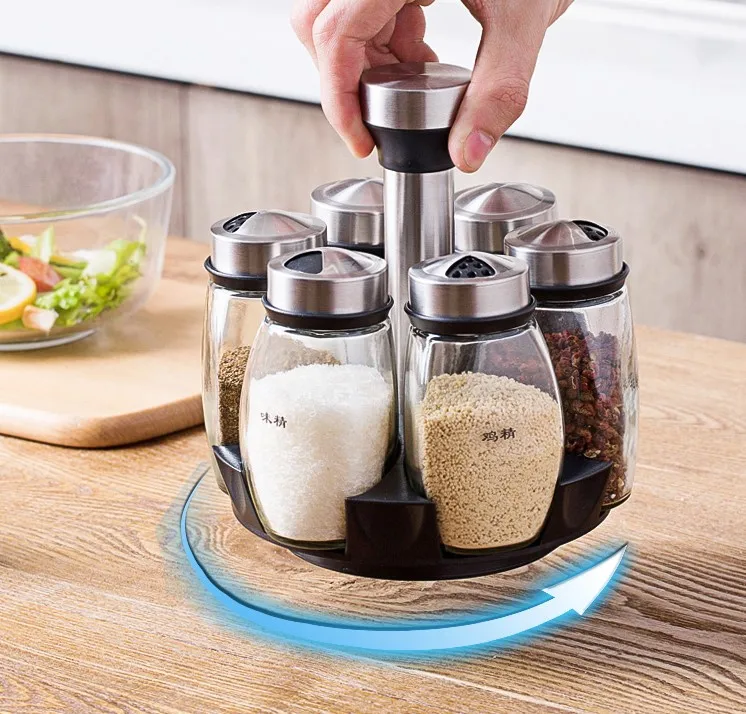 6 шт./компл. вращающаяся нержавеющая сталь горшок специи зеркальная соль и