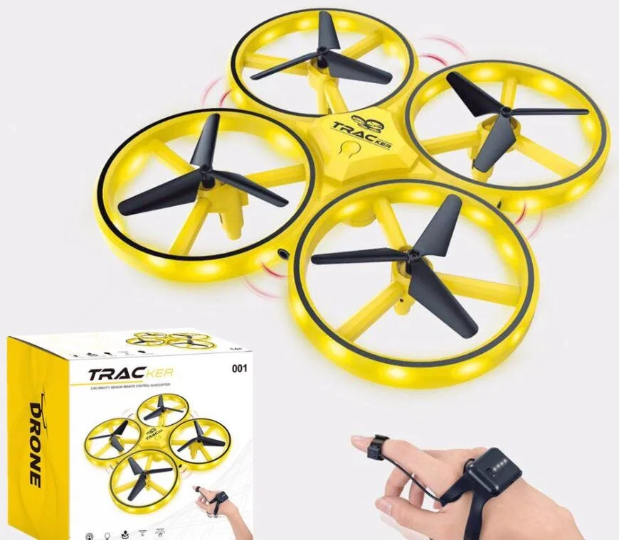 Часы индукции четыре оси uav жеста индукции с дистанционным управлением самолет подвеска препятствия избегания умный детский - Цвет: Цвет: желтый