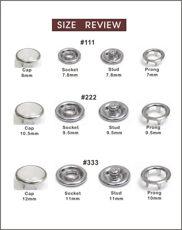 

DIY 200sets/lot 8/10.5/12mm 4 part buttons white pearl prong snap button fastener nickle color FP-020
