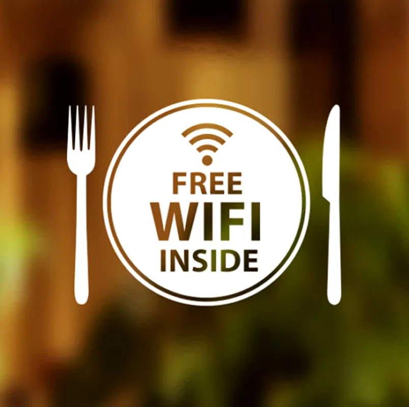 Виниловая наклейка с Wi Fi комнатная пластина знак на окно обои для кафе магазина