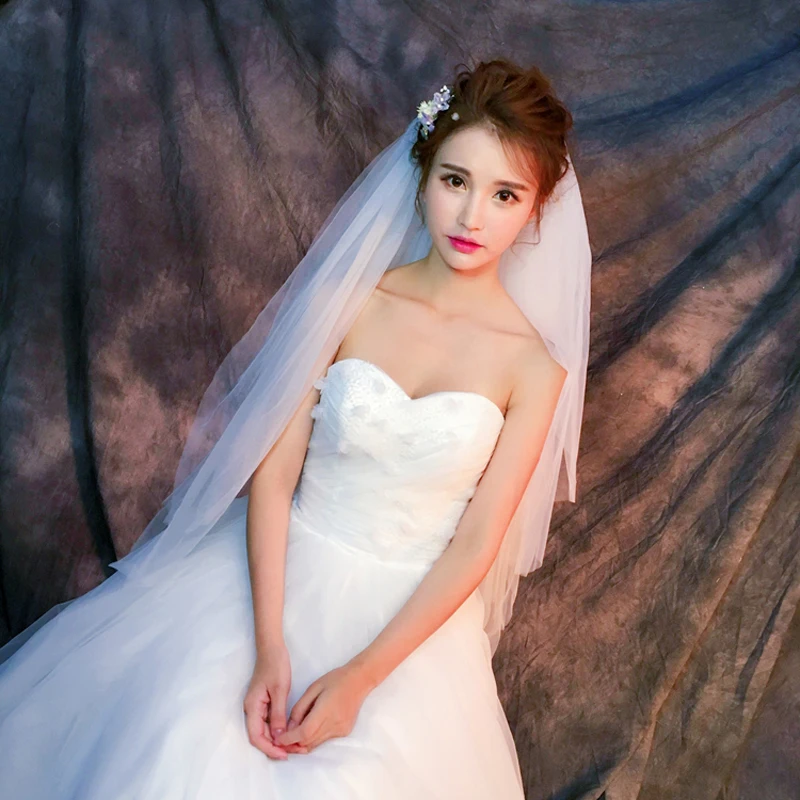 Hot Sale White Women Wedding Two Layers Cut Edge With Comb Bridal Veil Accessories Mantilla Velo De Novia | Свадьбы и торжества