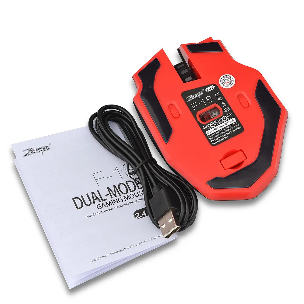 Zelotes F 18 Dual mode игровая мышь 3200 точек/дюйм проводная/беспроводной Регулируемый dpi