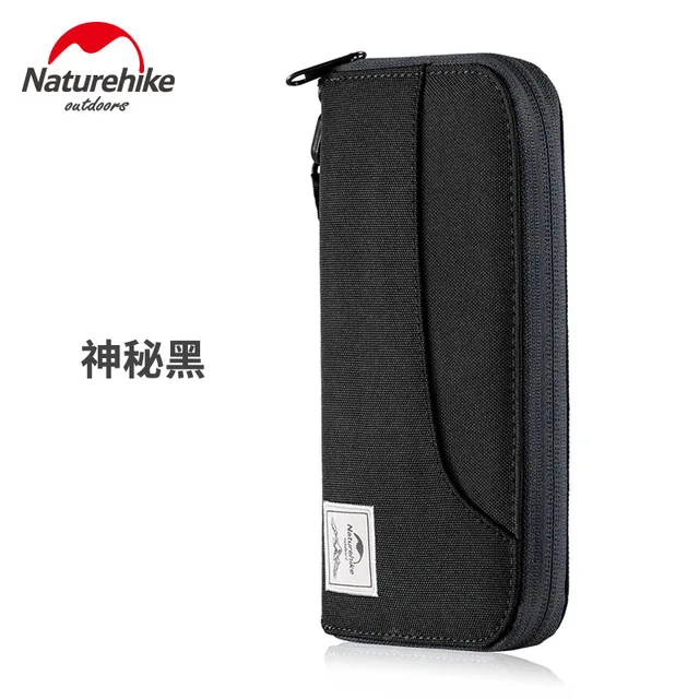 Naturehike Многофункциональная Защита от кражи RFID кошелек для путешествий, сумка для отдыха на открытом воздухе для банковских карт, держатель для паспорта, Портативный хранения сумка-кошелек - Цвет: Black
