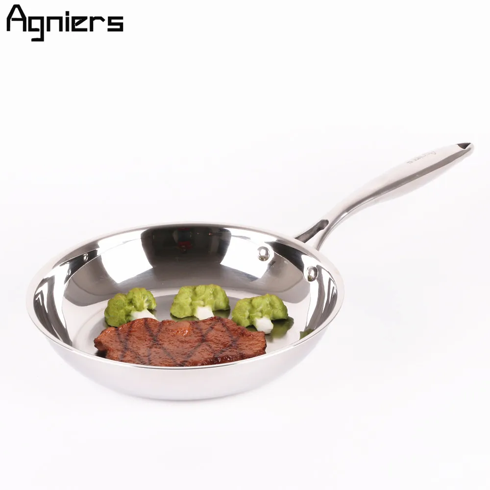 

Agniers 26cm Frying Pan Multi-Ply Clad Stainless Steel 10" Cooking Pan Edge Skillets Chef's Pan High Quality Cookware