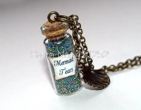 Ожерелье в виде стеклянной бутылки с подвеской морской ракушки 12 шт.|necklace with|glass