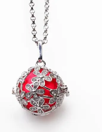 white k silver SHIYING Стразы с цветочным узором клетка 2 цвета для беременных женщин ожерелье с 16 мм колокольчик шар мы производим SYYF0188 - Окраска металла: white k silver