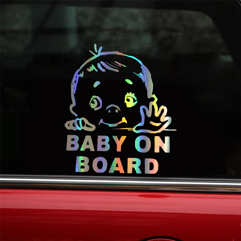 Окно Стикеры Baby On Board 13 1*15 2 см Забавный оконная наклейка светоотражающие Лазерная