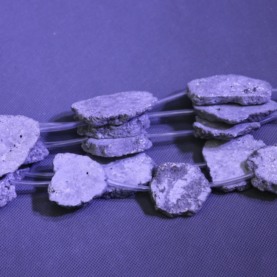 Cingesto 8pcs Full Strand Silver Semi-precious Crystal Geode Beads DIY Necklace Pendant Preferred Choice Christmas Present | Украшения и