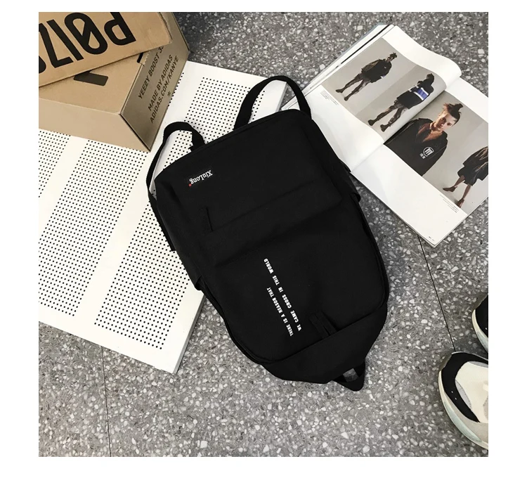 Solid Black Backpack Preppy Style Letters School Bag for Teenage Girls Brand High Quality Nylon Leisure Or Travel Bags Package